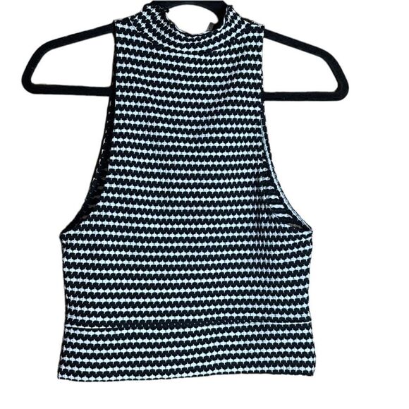 Free People Black and White High Neck Sleeveless Crop Top Size Small S - Picture 2 of 6